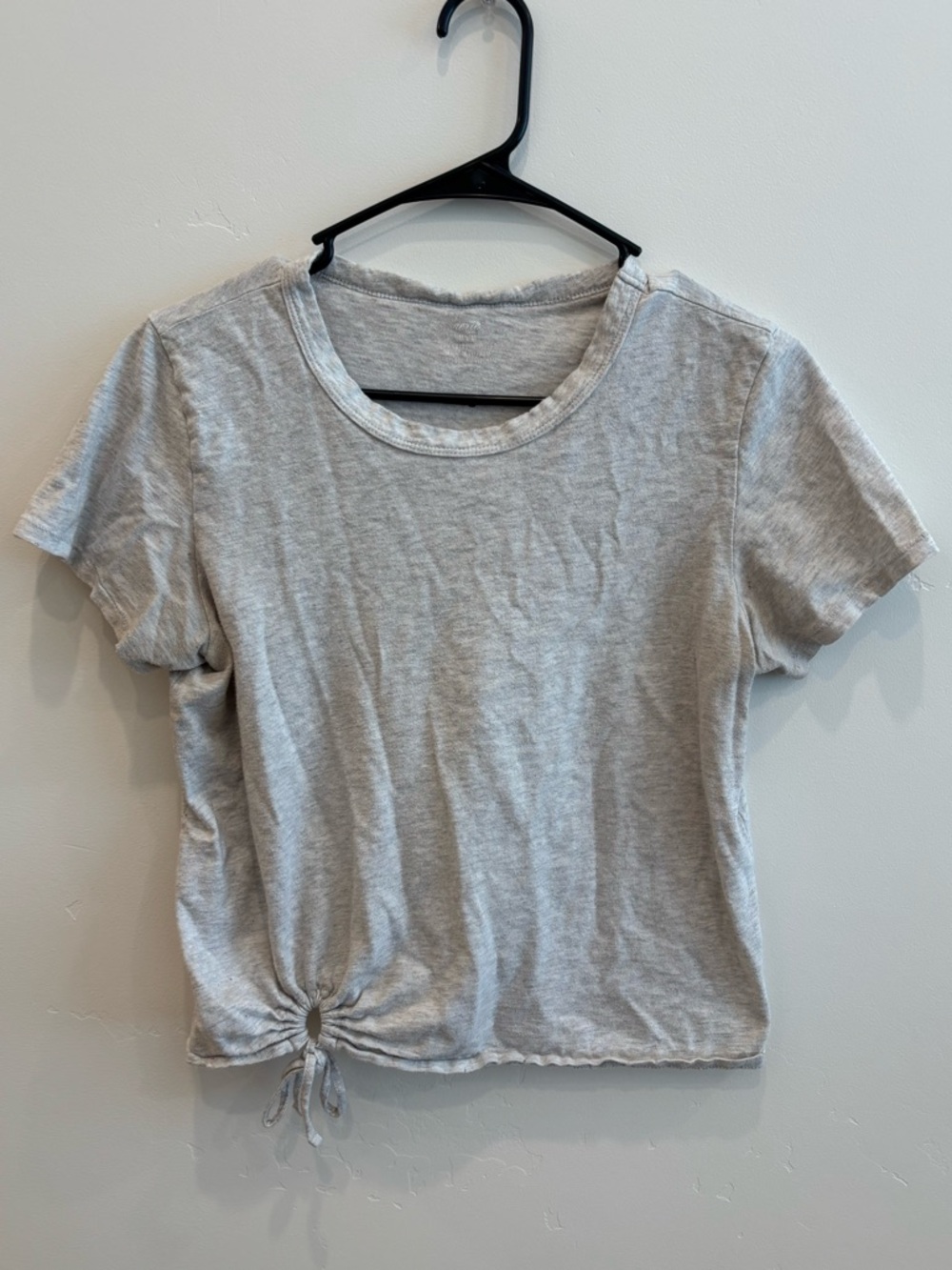aerie Light Gray Short Sleeve Tie-Front Tee